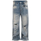 LIGHT WASH DESTROYED DENIM