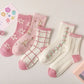Pretty Pink & White Floral Socks