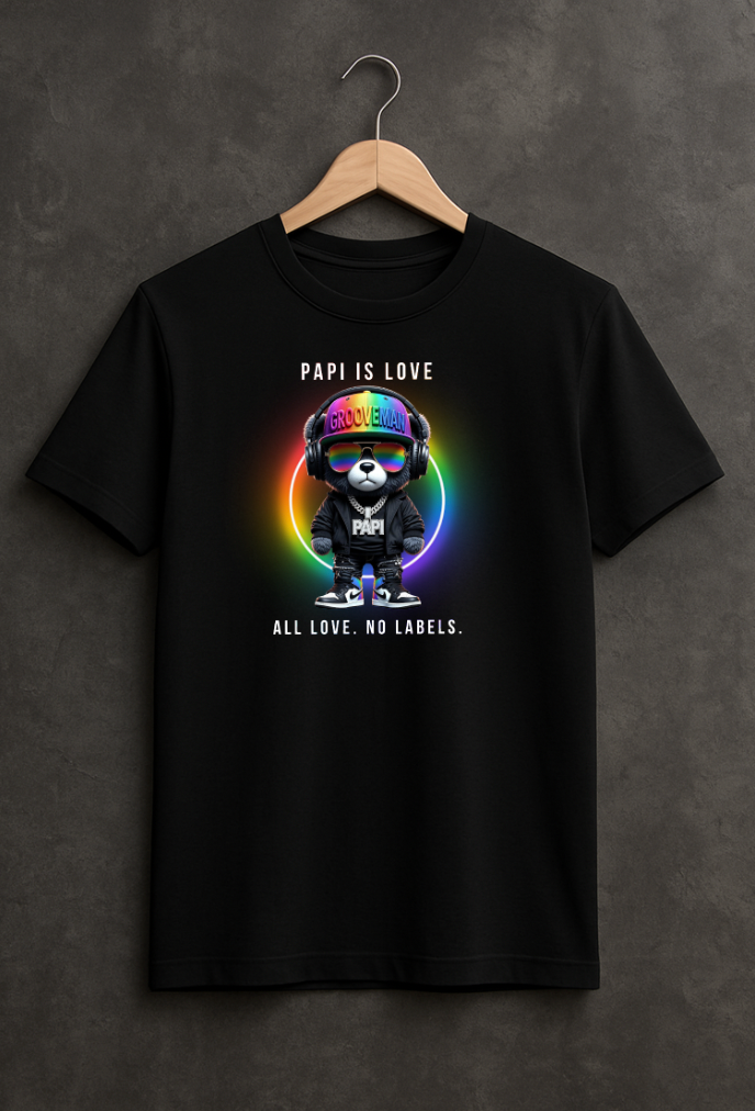 “PAPI IS LOVE” – Black Collection Pride Edition Tee