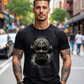 Turn The World Off – Men's Skull Balaclava Headphones Graphic T-Shirt