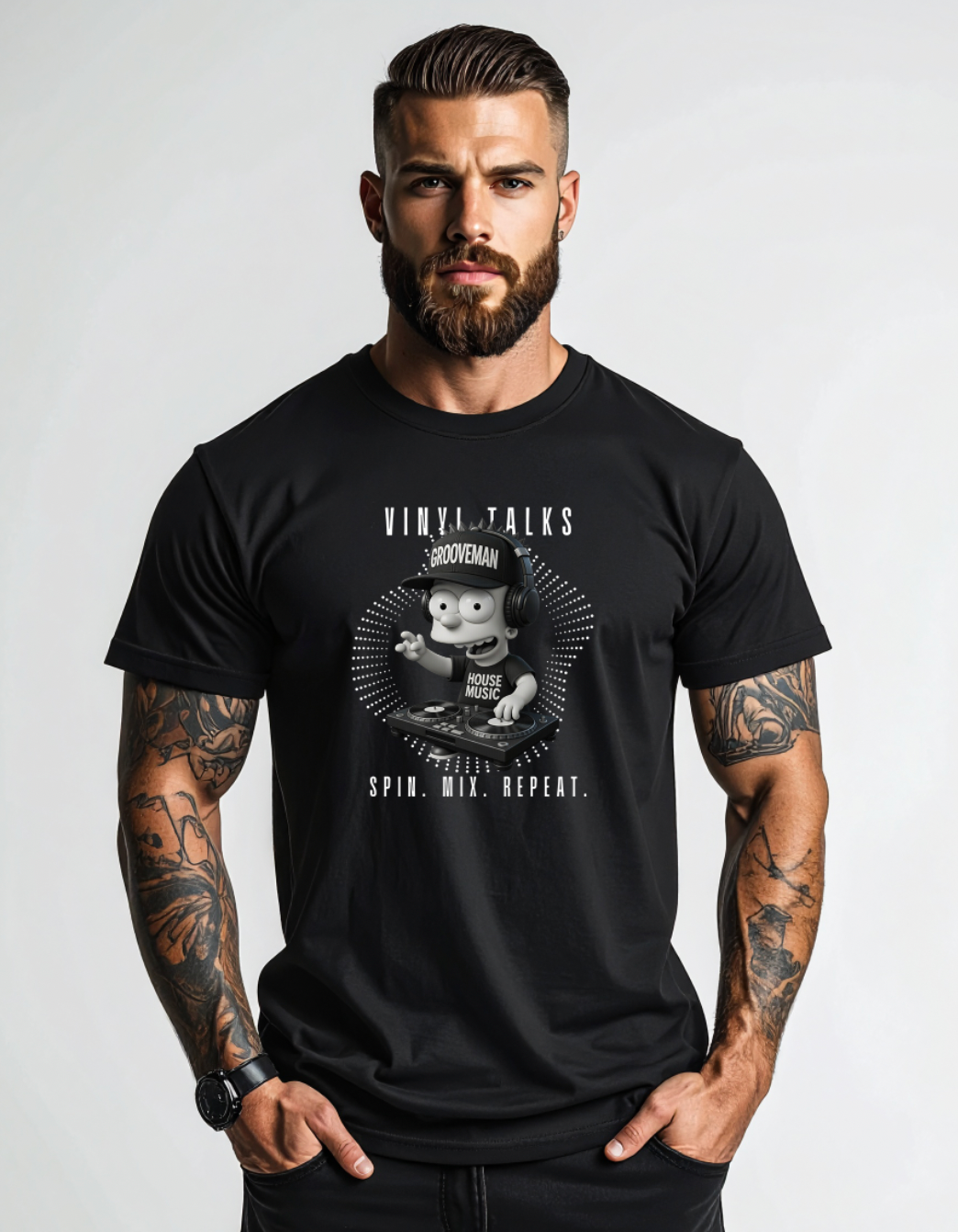 Vinyl Talks DJ Graphic T-Shirt – Black Collection