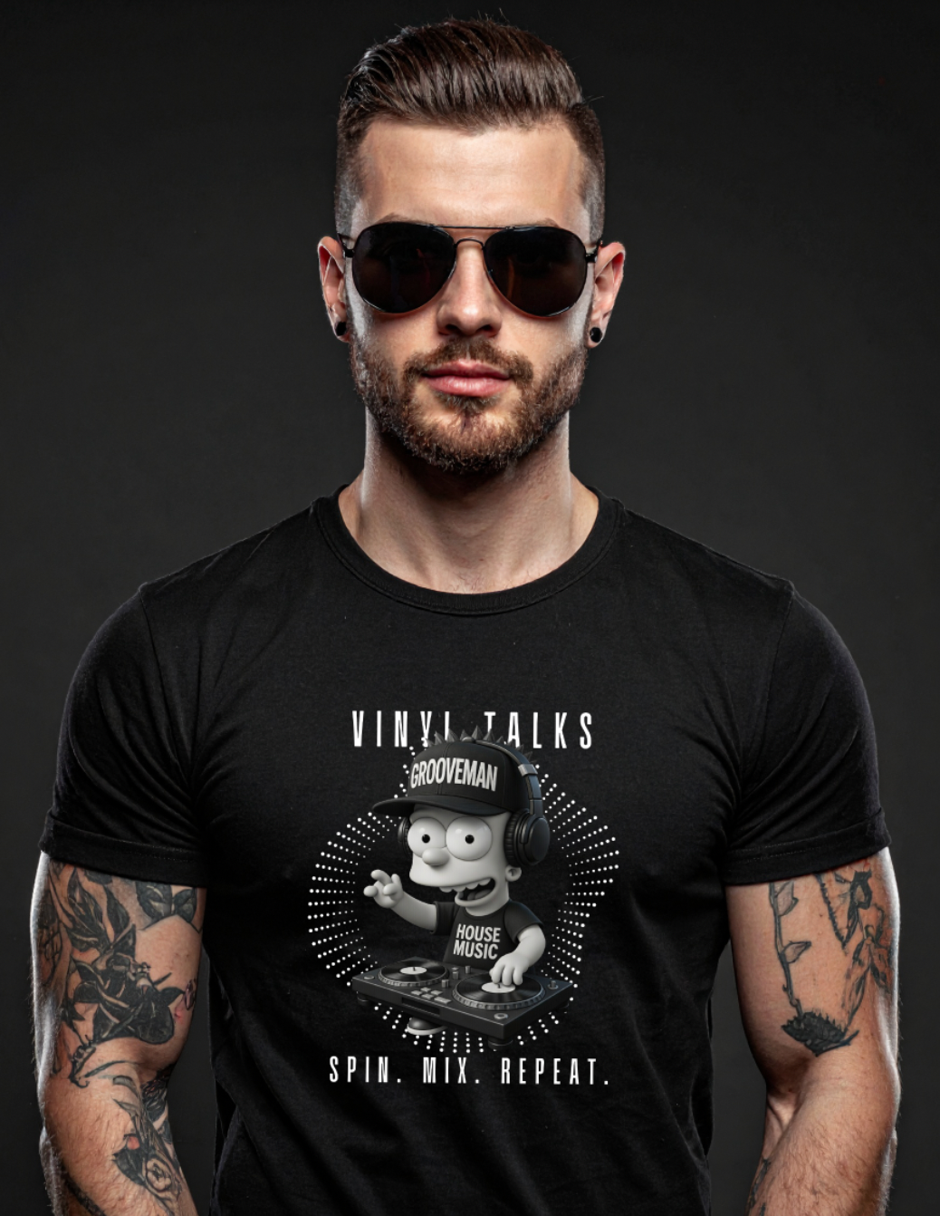 Vinyl Talks DJ Graphic T-Shirt – Black Collection