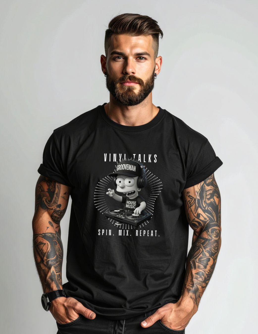 Vinyl Talks DJ Graphic T-Shirt – Black Collection