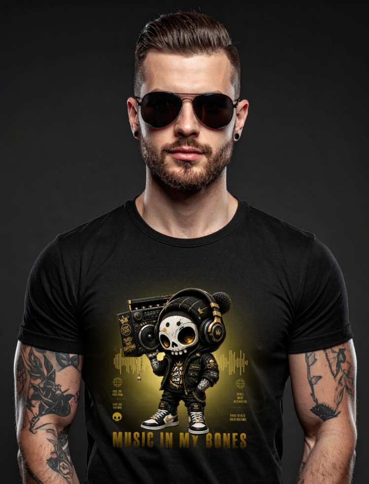 "Music In My Bones" Black Collection T-Shirt | Premium Streetwear DJ Festival Tee