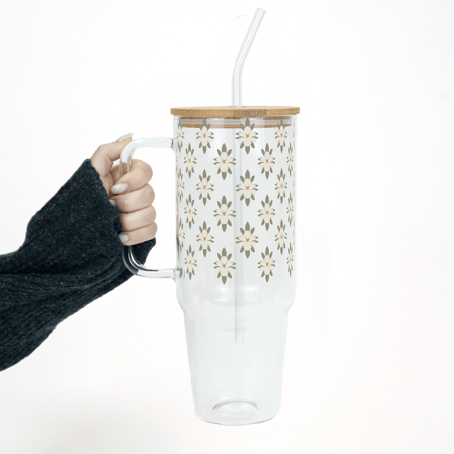 Soft Magnolias Tumbler With Lid and Straw