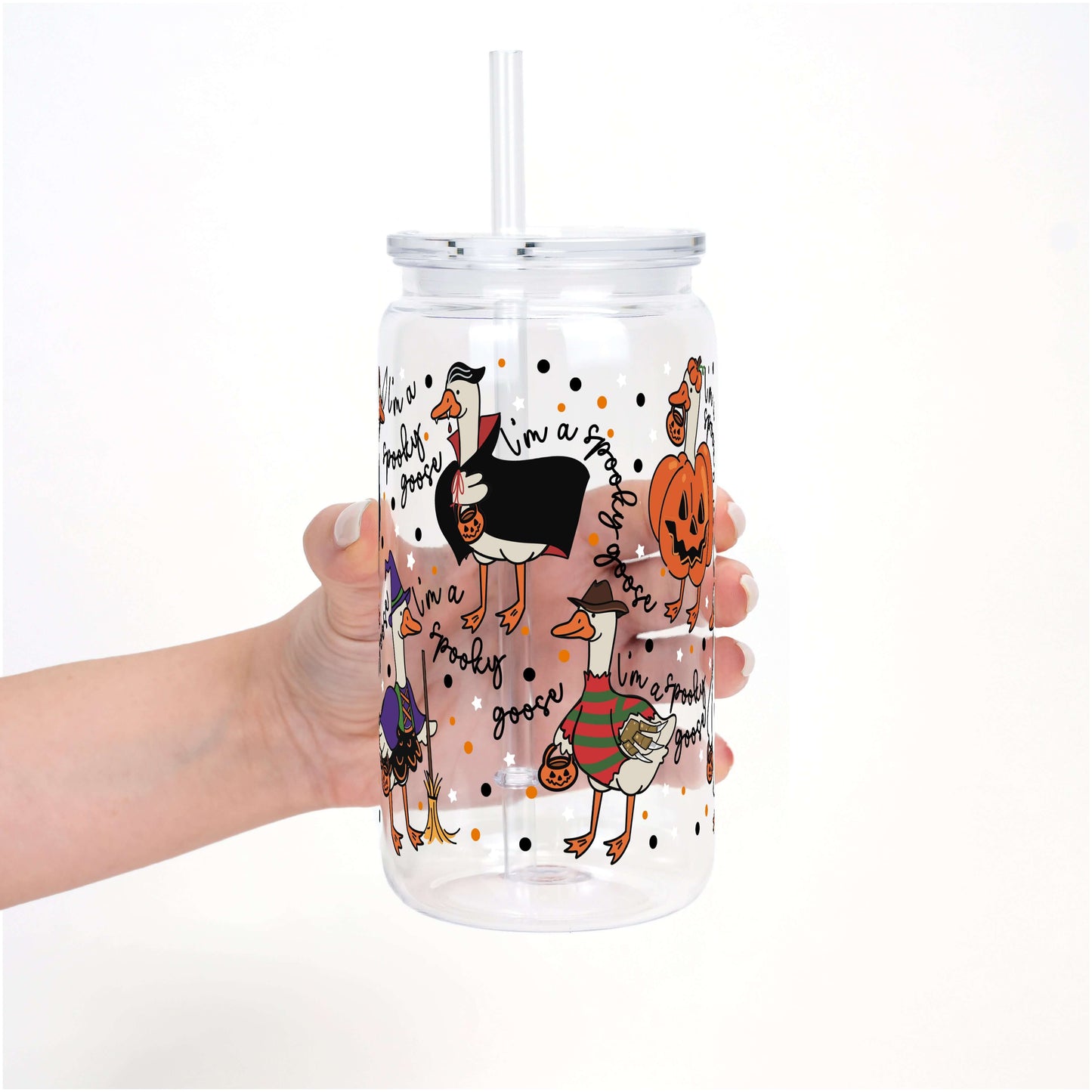 Spooky Goose Cup With Lid and Straw