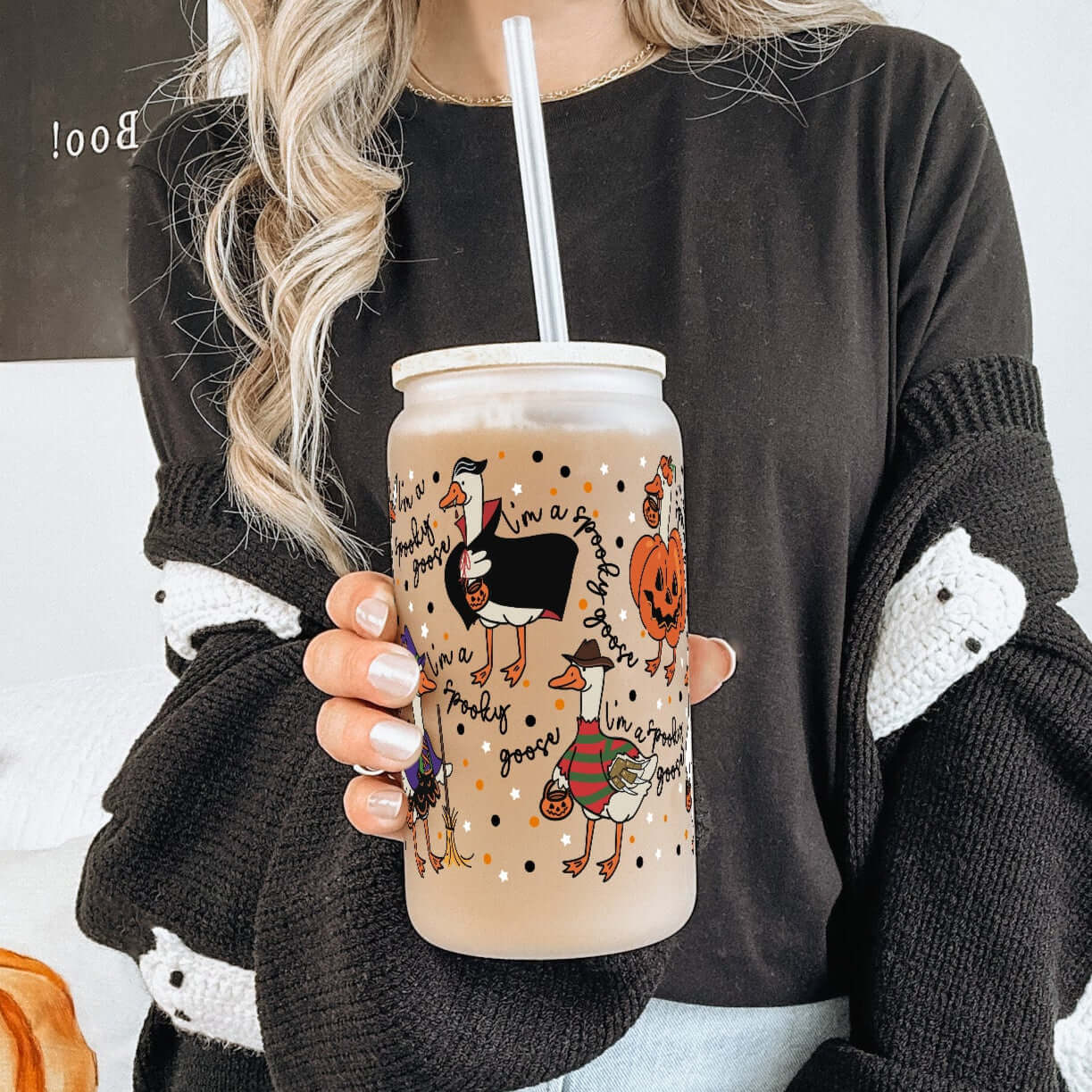 Spooky Goose Cup With Lid and Straw