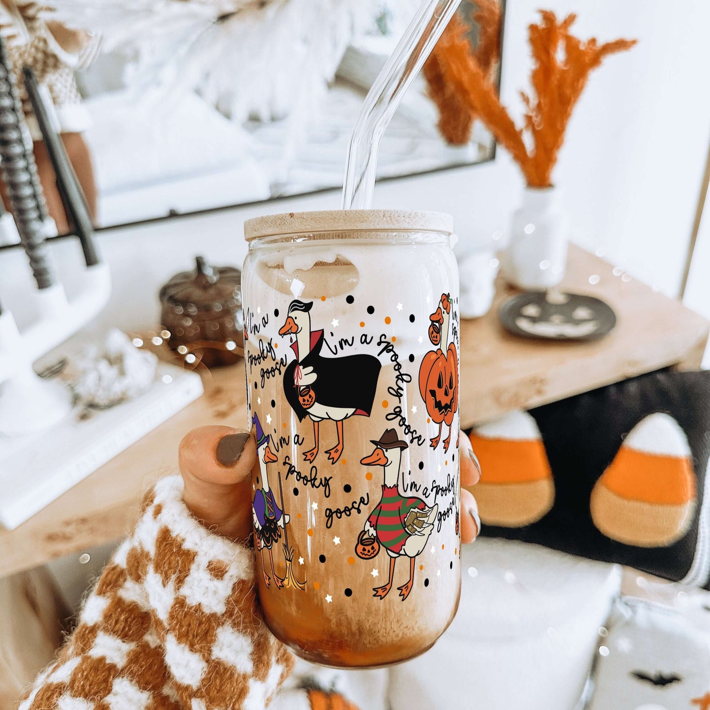 Spooky Goose Cup With Lid and Straw