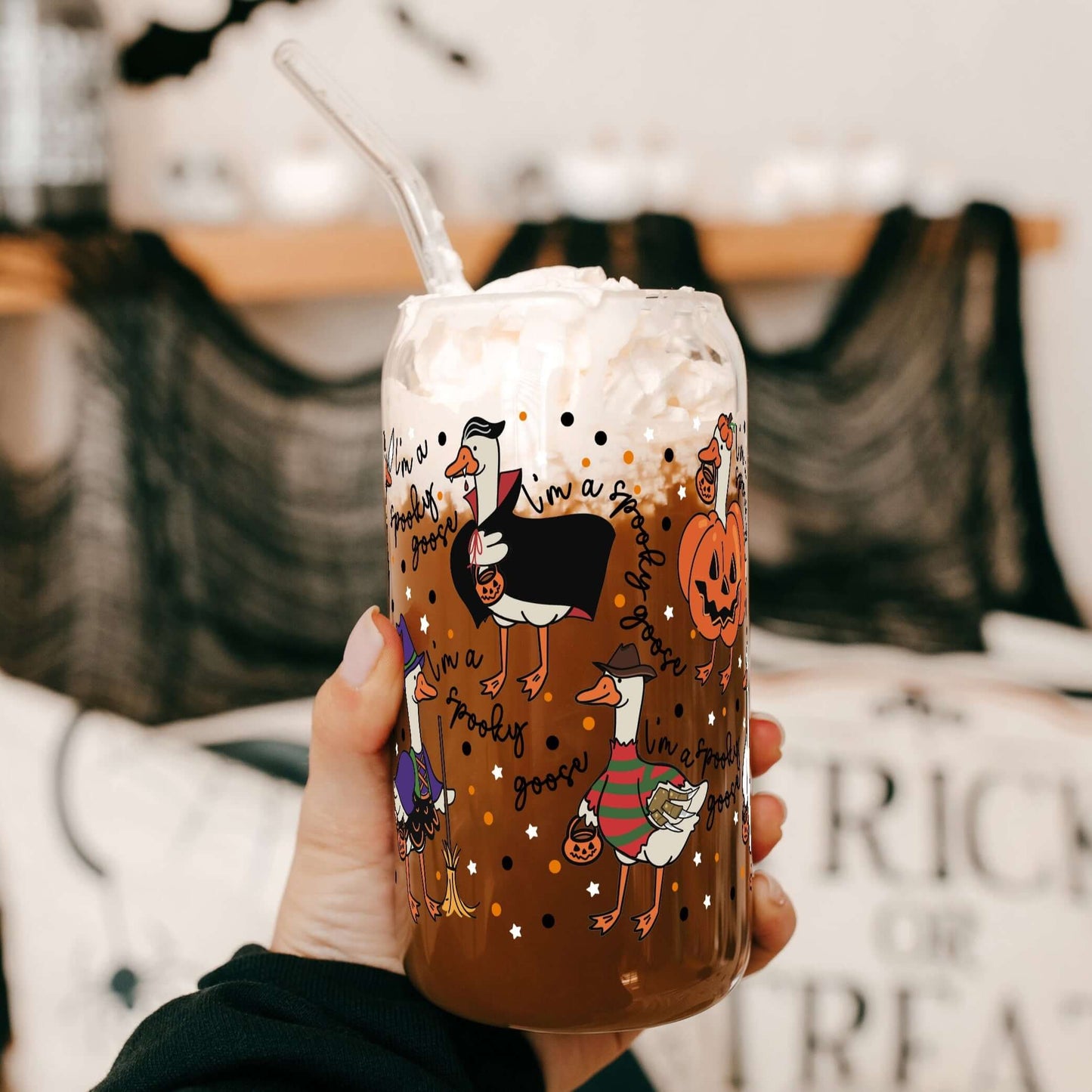 Spooky Goose Cup With Lid and Straw