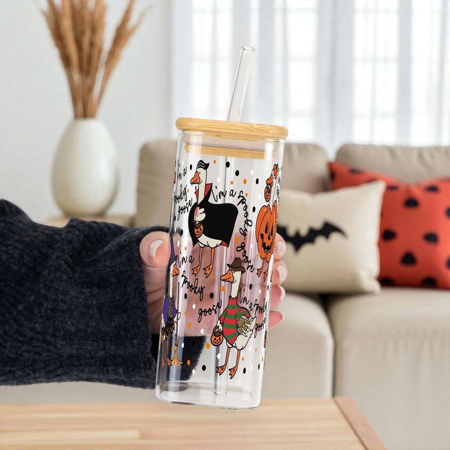 Spooky Goose Cup With Lid and Straw