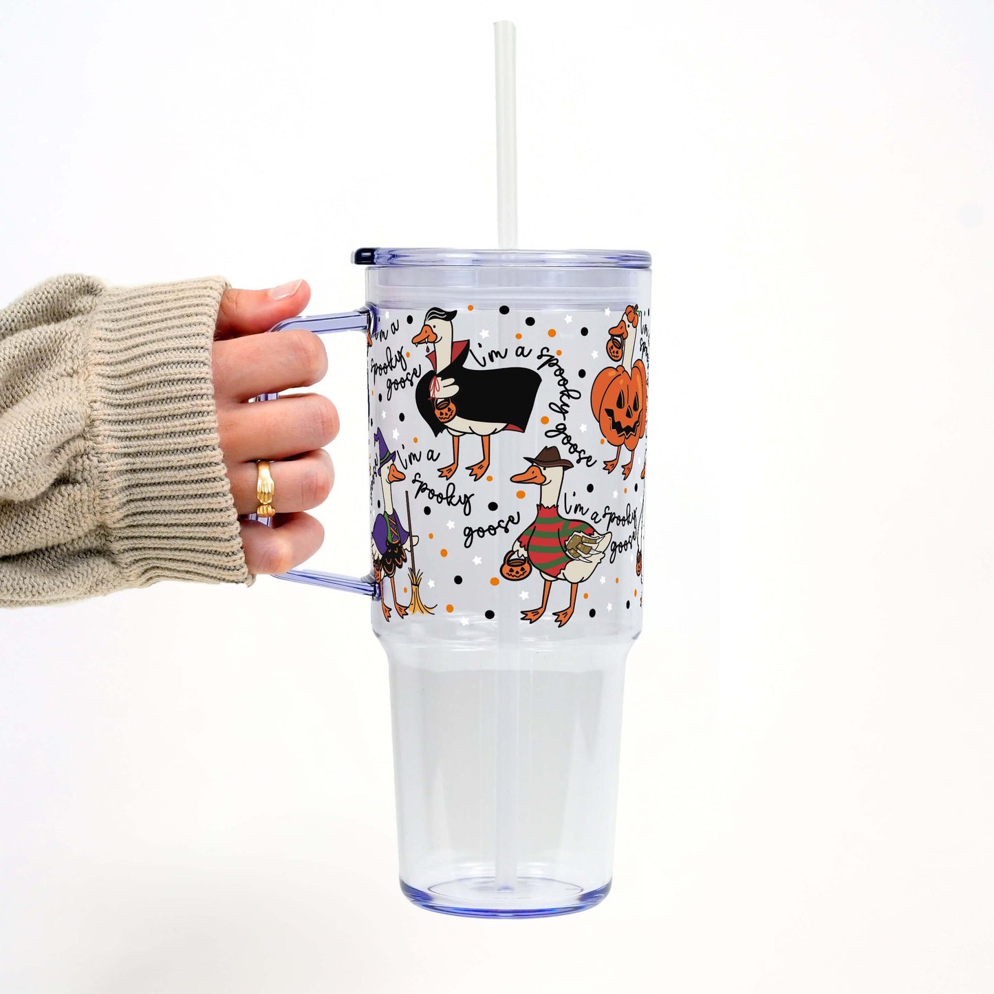 Spooky Goose Tumbler with Lid and Straw