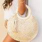 Straw Tassel O-Ring Tote, Front View