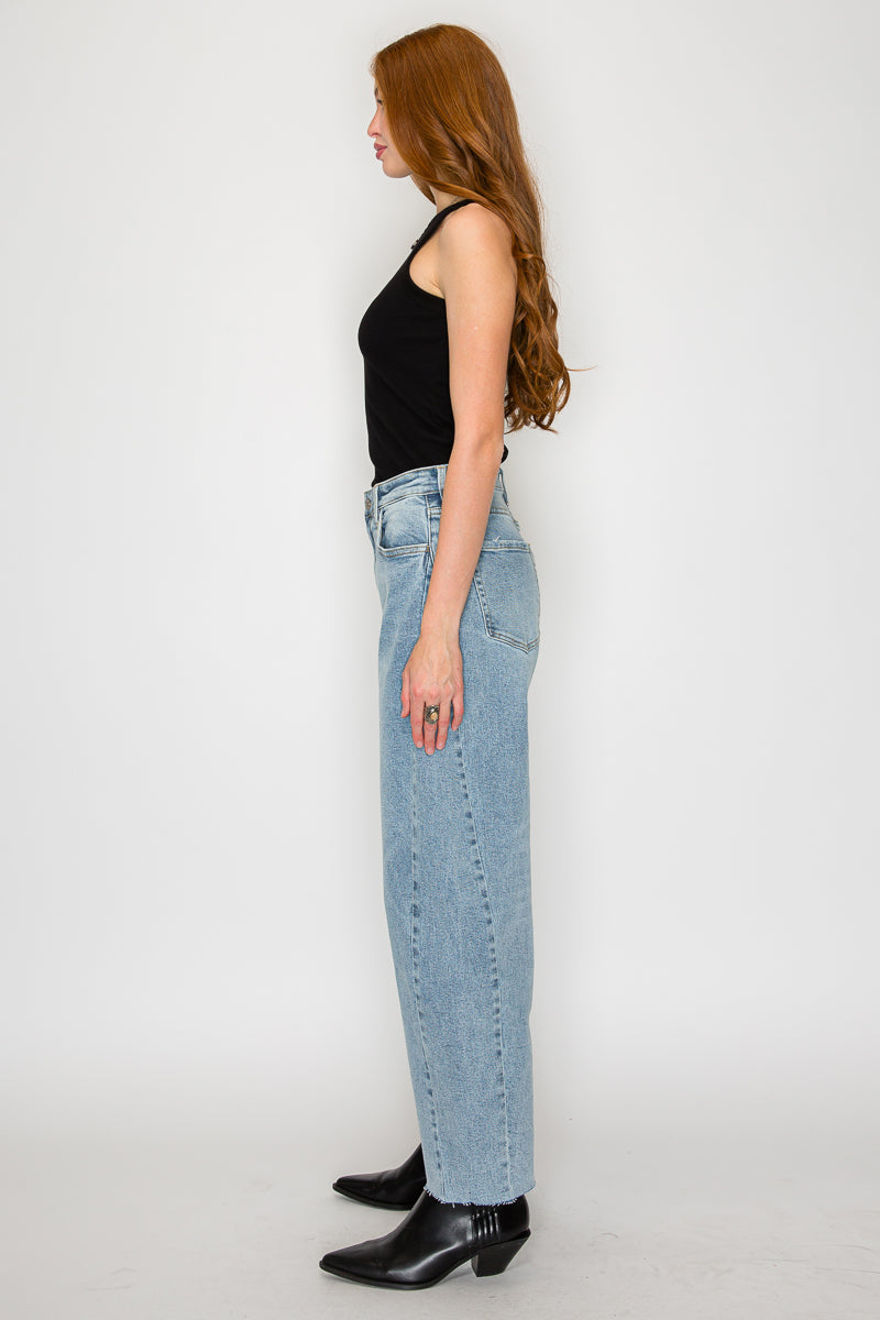 Harlow High Waisted Barrel Jeans Blue