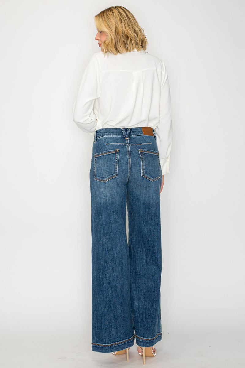 Relaxed High Rise Palazzo Jeans
