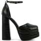 Tempt Me Croc Textured High Block Heel Sandals