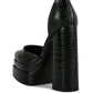 Tempt Me Croc Textured High Block Heel Sandals