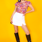 Groovy Mushroom Print Cropped Tulip Sleeve in Sunset