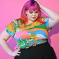 Landscape Tulip Sleeve Tee in Rainbow Farm