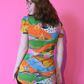 Landscape Tulip Sleeve Tee in Rainbow Farm