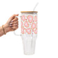 Valentine Donut Hearts Glass Cup, Mug & Tumbler with Lid and Straw