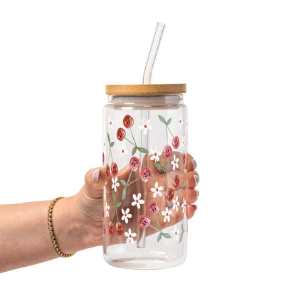 Spring 2025 Aesthetic Glass Cup, Mug & Tumbler with Lid and Straw