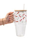 Spring 2025 Aesthetic Glass Cup, Mug & Tumbler with Lid and Straw