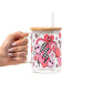 Retro Valentine Smiley Heart Glass Cup, Mug & Tumbler with Lid and Straw