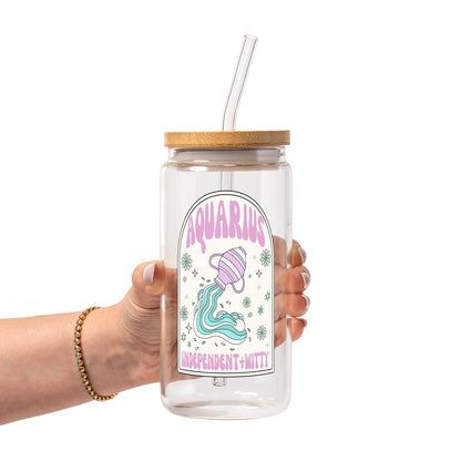 Zodiac Astrology Horoscope Glass Cup, Mug & Tumbler with Lid and Straw