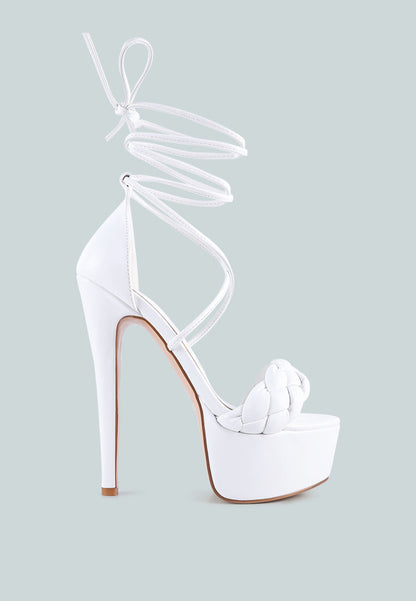 Twerk Tie-Up Braided High Platform Sandals