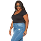 Pleione Plus Size Women's Ribbed Funnel Bodysuit - shopatkonus