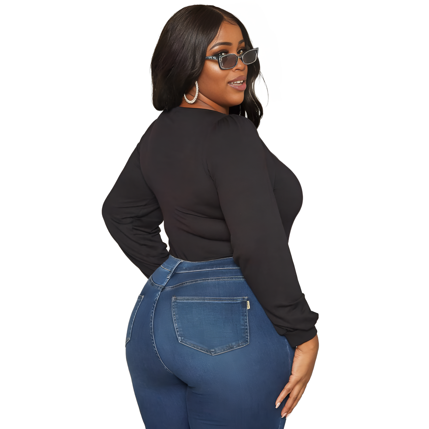 Pleione Plus Size Women's Ribbed Square Neck Bodysuit - shopatkonus