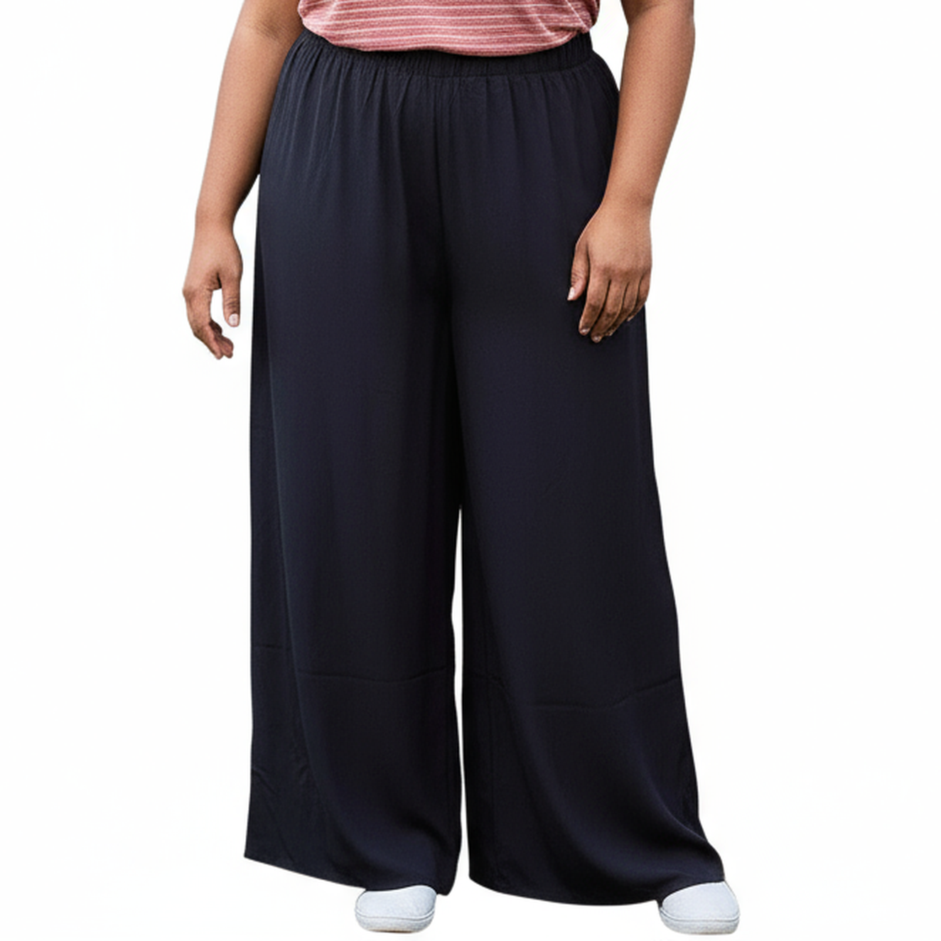 Pleione Plus Size Women's Tassel Drawstring Palazzo Pants - shopatkonus
