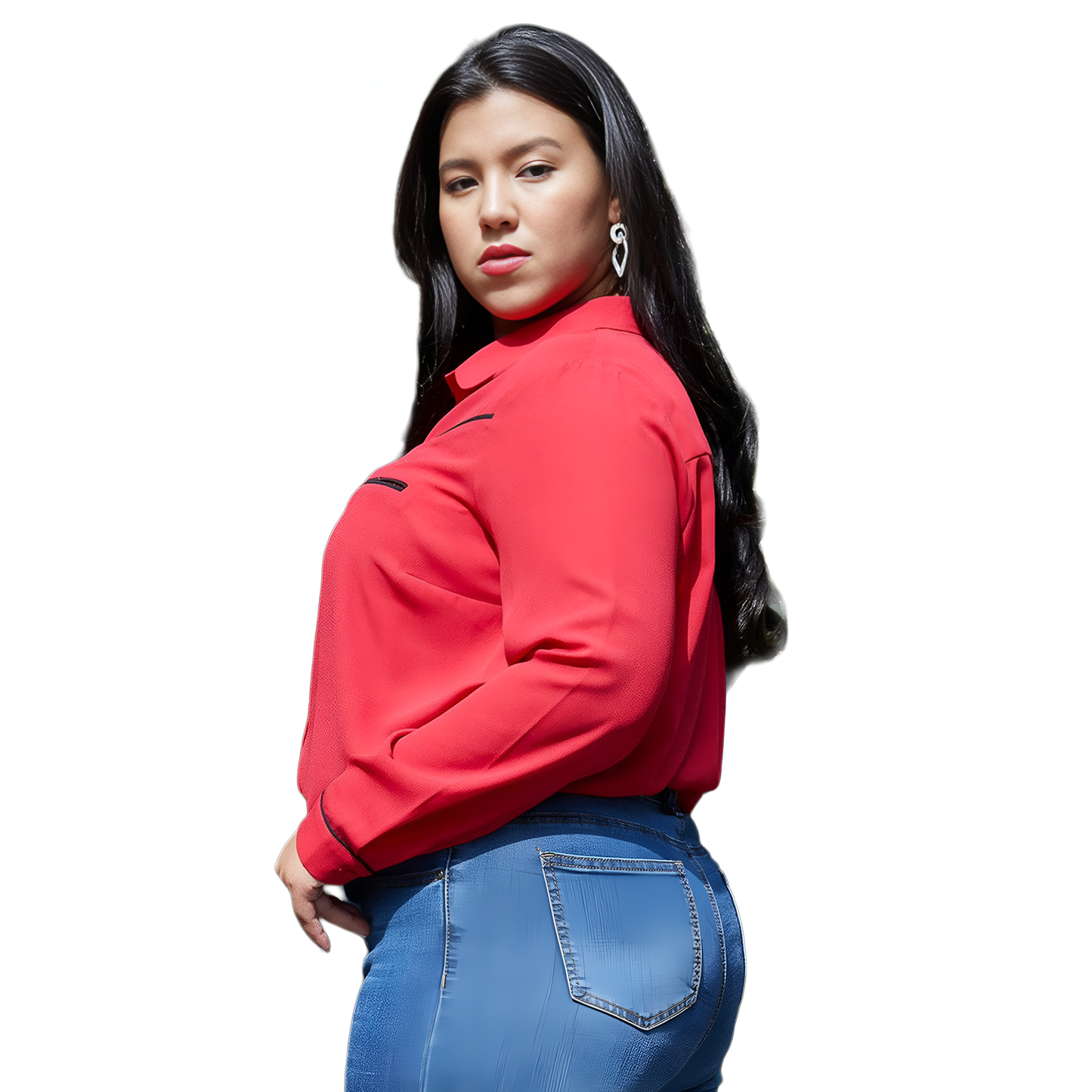 Pleione Plus Women's Rounded Collar Button Down Shirt Blouse - shopatkonus