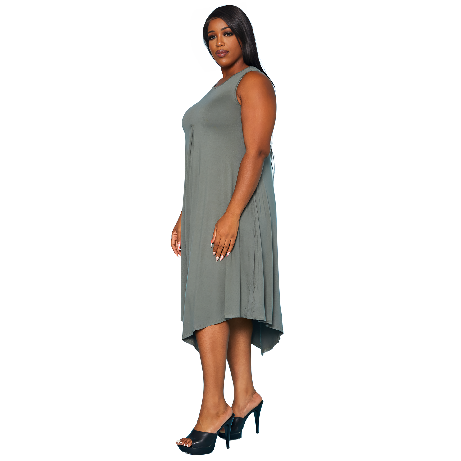 Plus Size Women's Basic Sleeveless Reverie Dress - shopatkonus