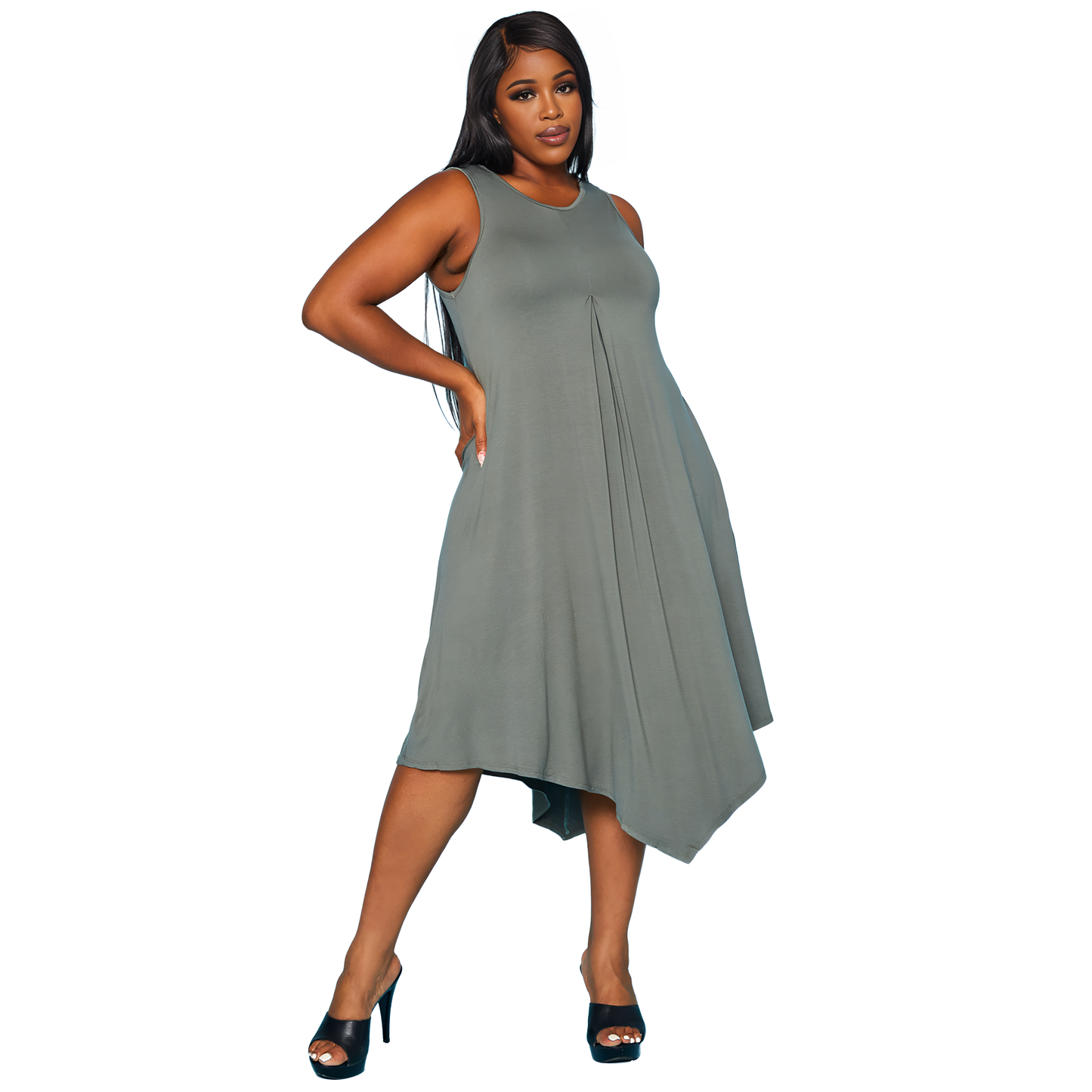 Plus Size Women's Basic Sleeveless Reverie Dress - shopatkonus