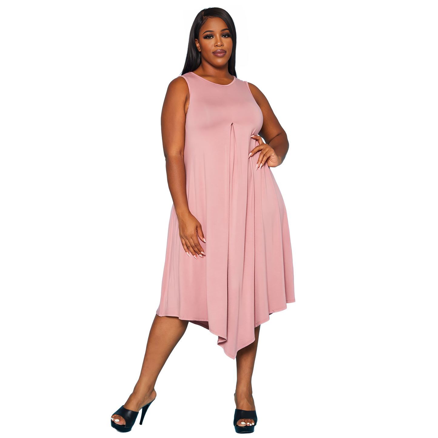 Plus Size Women's Basic Sleeveless Reverie Dress - shopatkonus