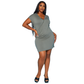 Plus Women's Basic V-Neck Mini Wrap Dress - shopatkonus