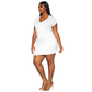 Plus Women's Basic V-Neck Mini Wrap Dress - shopatkonus