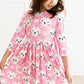 Unicorn Kitties 3/4 Sleeve Pocket Twirl Dress