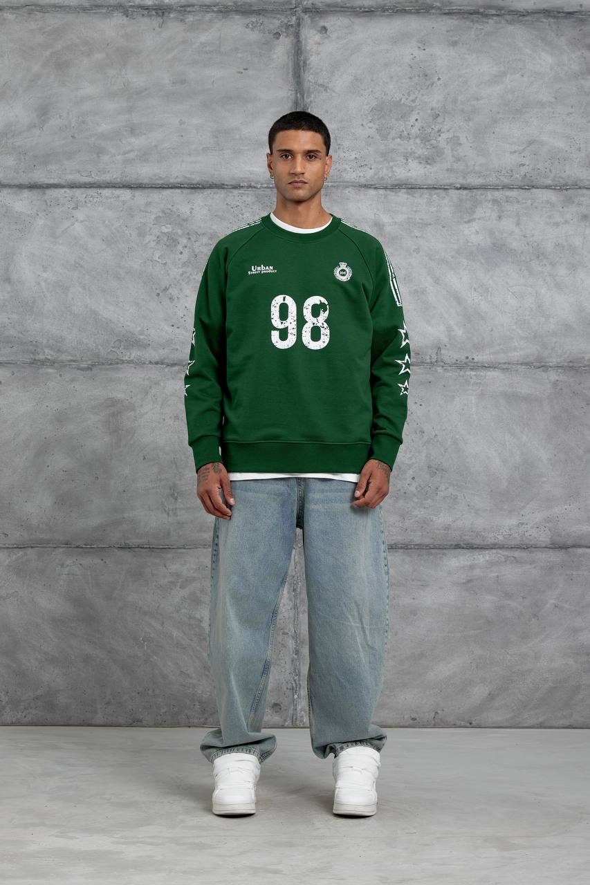 Unisex "98" Distressed Graphic Sweatshirt – Varsity Streetwear Pullover