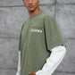 Unisex Layered Graphic T-Shirt – Distressed Boxy Long Sleeve