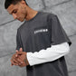 Unisex Layered Graphic T-Shirt – Distressed Boxy Long Sleeve