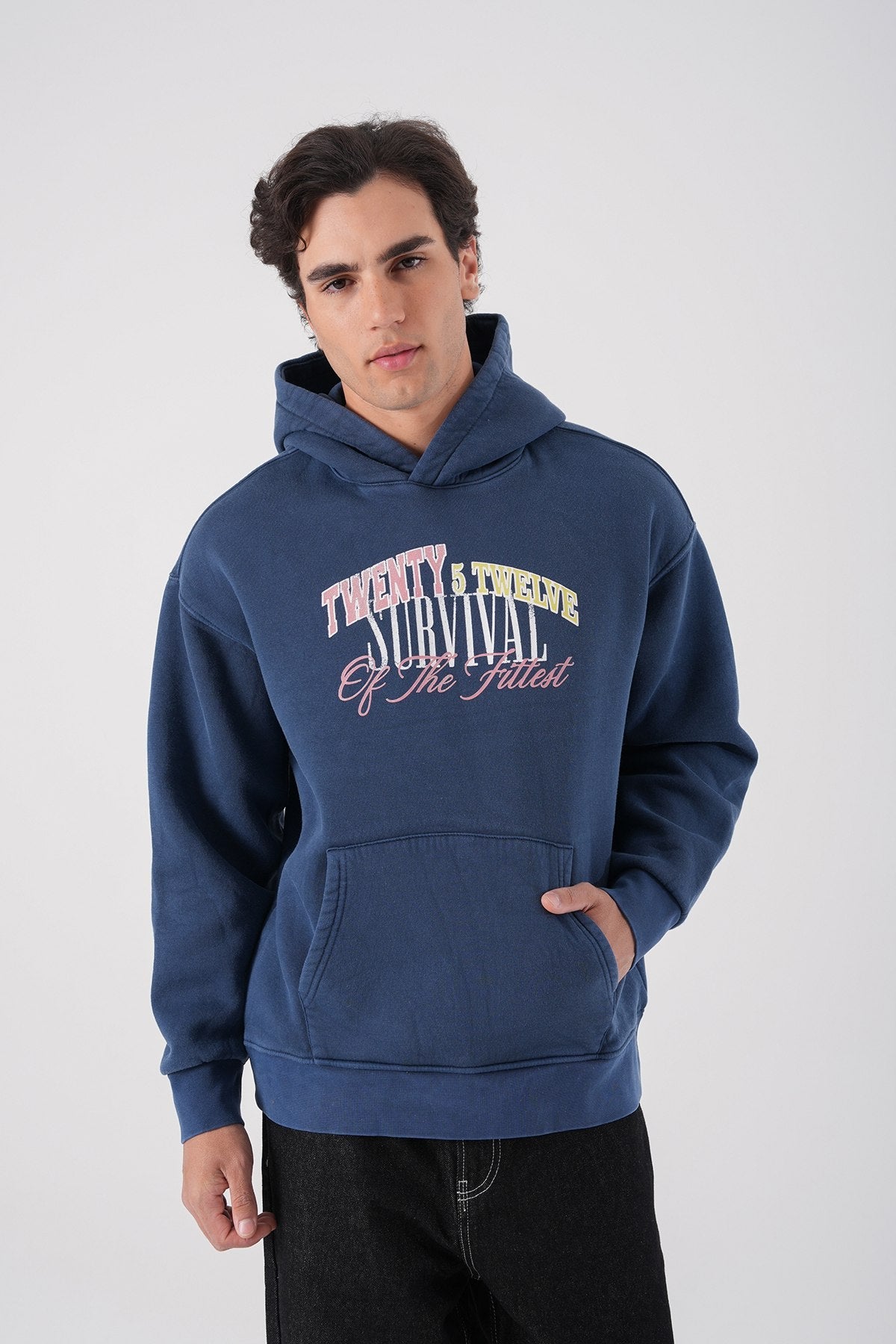 Unisex Washed Graphic Hoodie – "Survival of the Fittest" Print