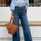 Relaxed High Rise Palazzo Jeans