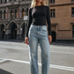 Harlow High Waisted Barrel Jeans Blue