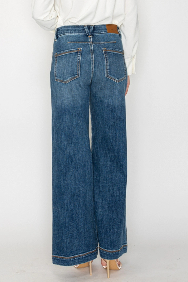 Relaxed High Rise Palazzo Jeans