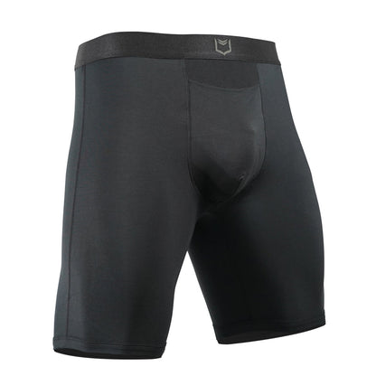 V Men's Single Pouch 8" Sports Performance Boxer Brief w/ Horizontal Fly