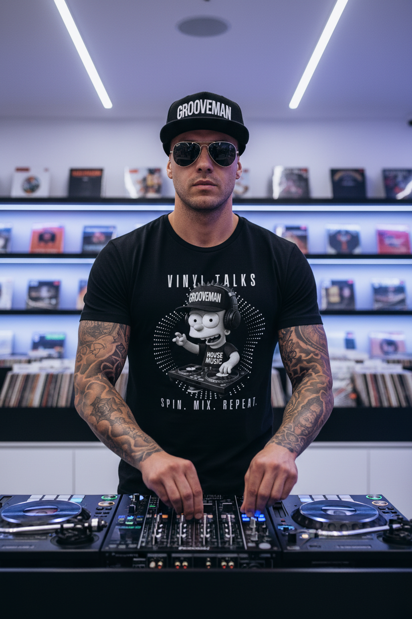 Vinyl Talks DJ Graphic T-Shirt – Black Collection