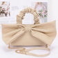 Nylon Top Handle Bag With Bow Front Clutch