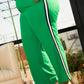 Pleione Plus Size Women's Striped Side Binding Pants In Green